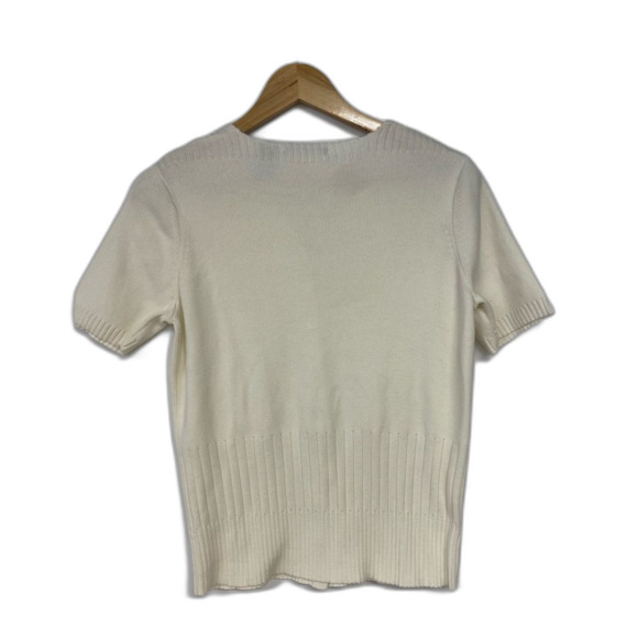 Vintage Architect 100% Cotton Button Front Ivory Cardigan Petite Medium - Picture 2 of 4